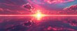 Pink Sunset Over the Ocean: A Glimpse of the Monthly Solar Eclipse Generative AI