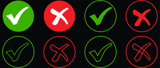 Green Checkmark. Vector illustration. isolated on Black Background