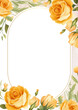 Yellow and white modern wreath background invitation frame with flora and flower