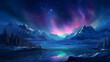 Digital technology Starry North Pole landscape horizontal version poster wallpaper web page PPT background with generative