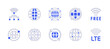 Internet icon set. Duotone style line stroke and bold. Vector illustration. Containing internet, localization, free wifi, global, connection, lte, community.