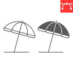 Aufkleber - Beach umbrella line and glyph icon, summer and vacation, parasol vector icon, vector graphics, editable stroke outline sign, eps 10.