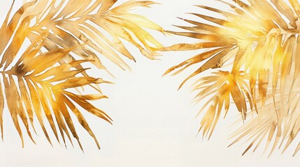  Jesus triumphant entry into Jerusalem with vibrant gold watercolor palms on white