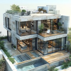 Aufkleber - Construction project model house on an architecture studio