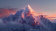 The last rays of sunlight cast a radiant alpenglow on the impressive snow-capped peaks, symbolizing hope and endurance
