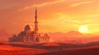 Cinematic Mosque On Sunset, Islamic Background