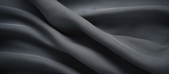 Poster - A detailed closeup of a black cloth with wave patterns resembling stormy clouds in shades of grey and electric blue, creating a mesmerizing meteorological phenomenon