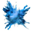 Splash of blue dust on white isolated, background. png