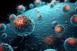 A variety of viruses that attack a healthy human body every day, viruses of various diseases in the body. artificial generation of macro virus cells. The concept of medical technologies.