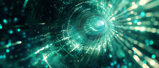 Wall Mural - Abstract digital background with futuristic glowing light rays, data transfer and cyber technology concept