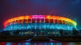Fototapeta Londyn - Olympic stadium illuminated exterior