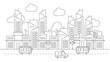 Black and white city building outline illustration background