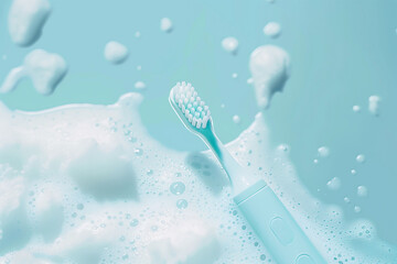  Toothbrush in Splashing Toothpaste Foam