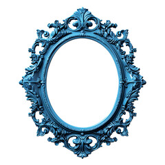 Wall Mural - Blue oval frame isolated on transparent background