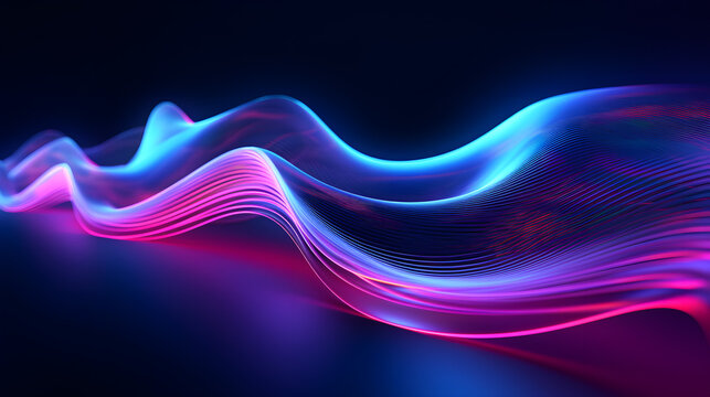 Digital technology 3D curve light wave abstract graphic poster web page PPT background