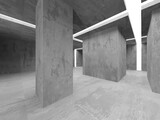 Fototapeta Perspektywa 3d - Concrete room with abstract interior. Open space. Industrial background template