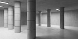 Fototapeta Przestrzenne - Concrete room with abstract interior. Open space. Industrial background template