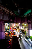 Fototapeta Perspektywa 3d - Blurred night traffic in Bangkok city Thailand