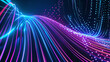 Lights and stripes moving fast on dark background, futuristic technology colorful background