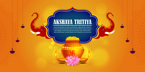 Wall Mural - Vector illustration of Happy Akshaya Tritiya social media feed template