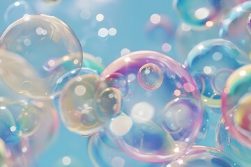 Poster - colorful bubbles in a realistic ai cleaning simulation. concept ai cleaning simulation, colorful bub