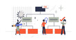 © VectorMine - Work breakdown structure for project planning in neubrutalism tiny person concept, transparent background. Business strategy for effective task teamwork illustration.