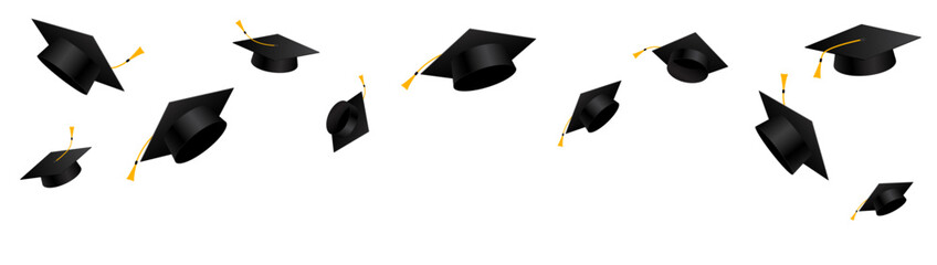 Flying graduation cap design. University and college education degrees. Vector illustration