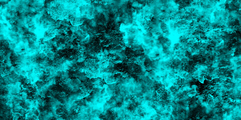 Fototapete - Abstract dynamic particles with soft Blue clouds on dark background. Defocused Lights and Dust Particles. Watercolor wash aqua painted texture grungy design.	
