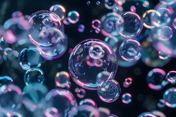 Wall Mural - Realistic colored bubbles in a generative AI cleaning simulation. Concept Generative AI, Colored bubbles, Cleaning simulation, Realistic visuals, Innovative technology