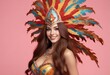 Portrait of a beautiful young woman in a carnival costume