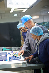 Poster - Workers, printing and manufacturing in factory for packaging, distribution or logistics industry. Group or team and people in warehouse paper or product for supply chain, print and stock for supplier