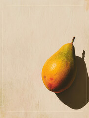 Sticker - Ripe mango with a red blush on a textured beige background.