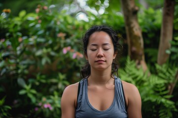 Canvas Print - yoga practitioner in silent meditation, postsession