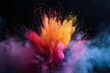 Explosion of colored powder, isolated on black background,  Abstract colored background