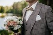 Beige plaid suit for a businessman. Work or holiday suit