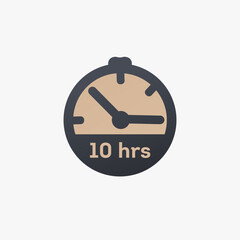 Wall Mural - 10 hours clock icon, Time Management Icon, 10 hours stopwatch icon countdown time stop chronometer. Stock vector illustration isolated on white background.