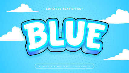 Wall Mural - Blue and white blue 3d editable text effect - font style