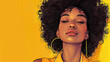 Illustration of an afro woman on a yellow background. International black women's day concept