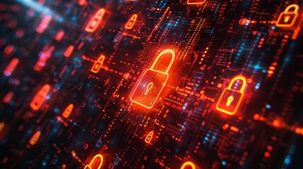 Poster - Digital Vigilance: Social Media Security Signs and Lock Symbol