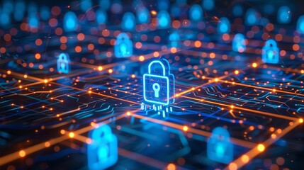 Poster - Digital Vigilance: Social Media Security Signs and Lock Symbol
