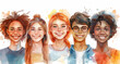 diversity, race, ethnicity and people concept - international group of happy smiling teens