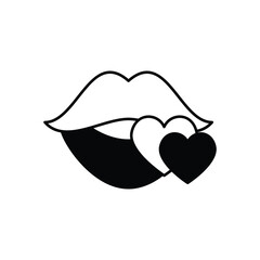 Wall Mural - Black Solid  Lip kiss vector icon