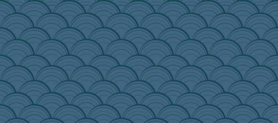 Wall Mural - Geometric fabric fish scales Seigaiha seamless pattern on background. geometric fish scales Seigaiha. for vector fish scale Seigaiha pattern fashion fabric design carpet, clothing, wrapping, wallpaper