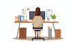 Secretary works in the office for computers. flat vector
