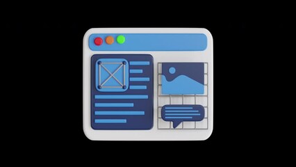Aufkleber - 3D Animation of Blue User Interface Design | Alpha Channel