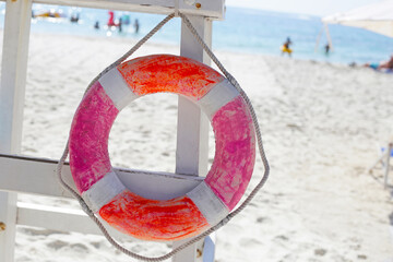 Wall Mural - Decorative lifebuoy on the beach