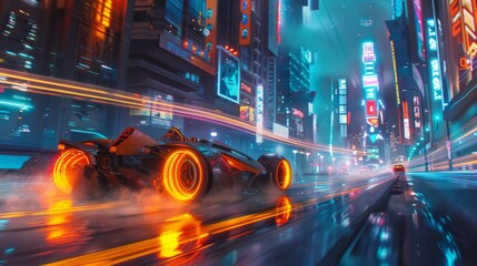 Poster - A high-speed chase across a futuristic cityscape, featuring an unlikely duo: a granny on a turbocharged wheelchair and a robot butler.