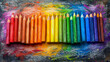 LGBT, rainbow color background. Pens in rainbow color.