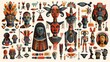 Collection of African Masks and Ritual Artifacts Pattern