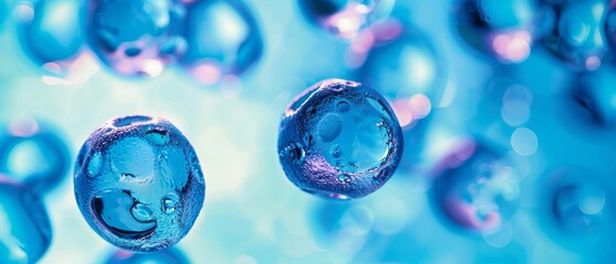 Poster - Biochemistry, biology, medicine, and molecular research background in blue cells